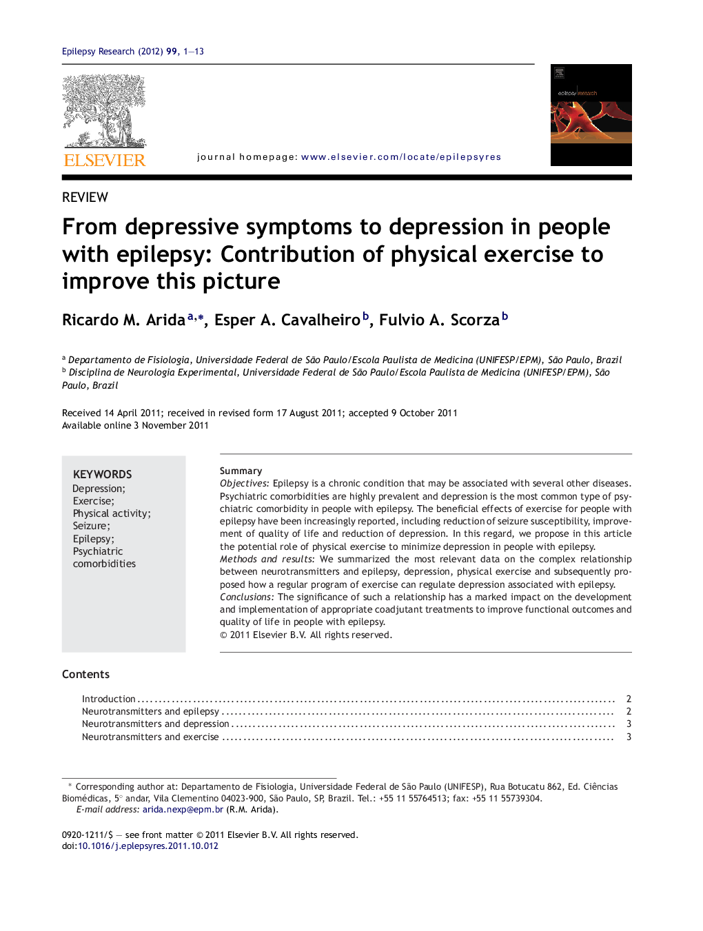 From depressive symptoms to depression in people with epilepsy: Contribution of physical exercise to improve this picture