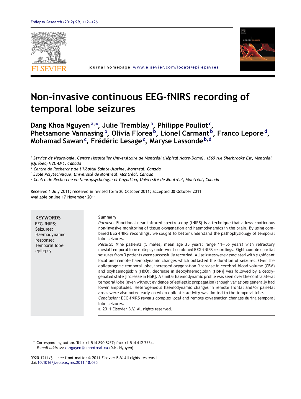 Non-invasive continuous EEG-fNIRS recording of temporal lobe seizures