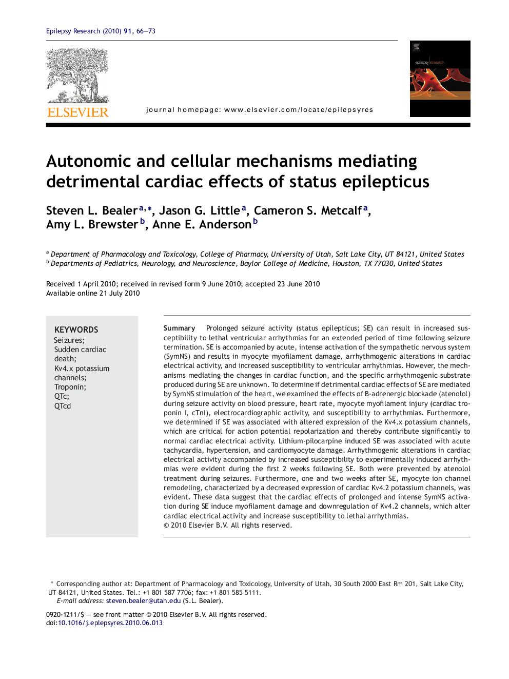 Autonomic and cellular mechanisms mediating detrimental cardiac effects of status epilepticus