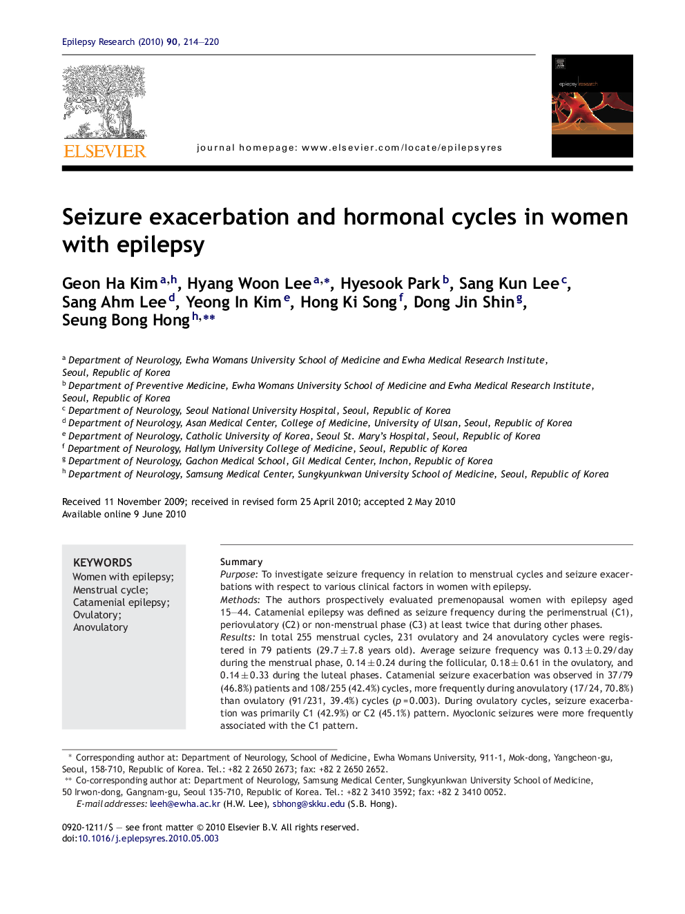 Seizure exacerbation and hormonal cycles in women with epilepsy