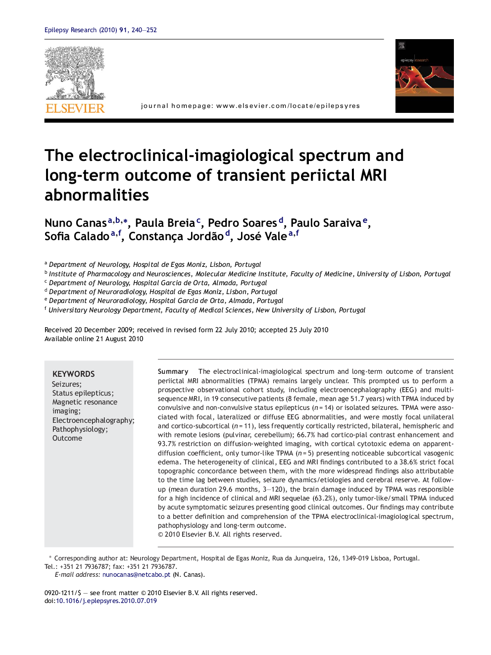 The electroclinical-imagiological spectrum and long-term outcome of transient periictal MRI abnormalities