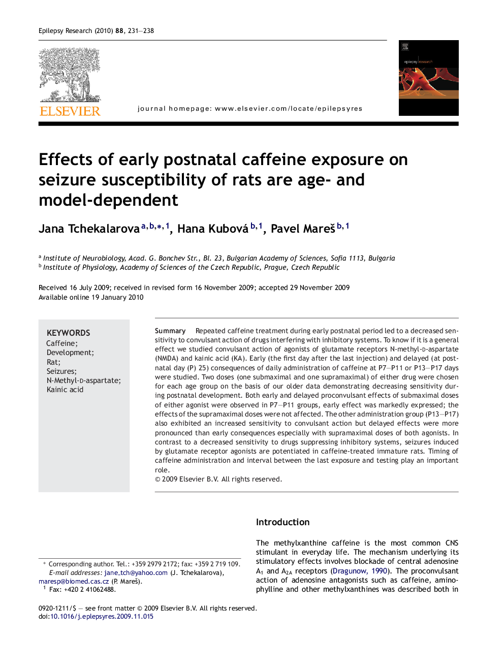 Effects of early postnatal caffeine exposure on seizure susceptibility of rats are age- and model-dependent