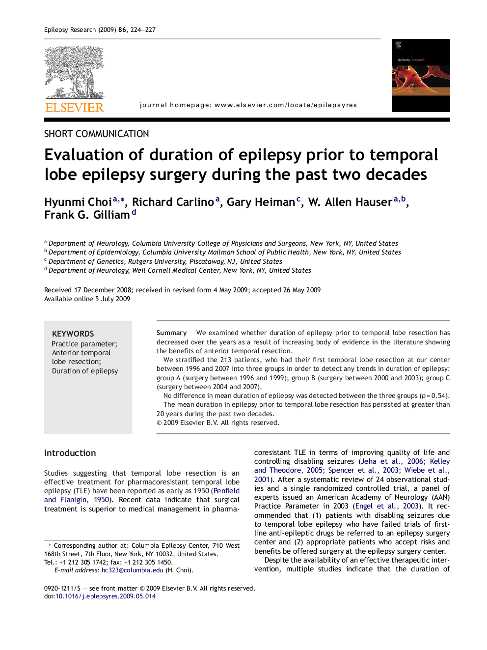 Evaluation of duration of epilepsy prior to temporal lobe epilepsy surgery during the past two decades