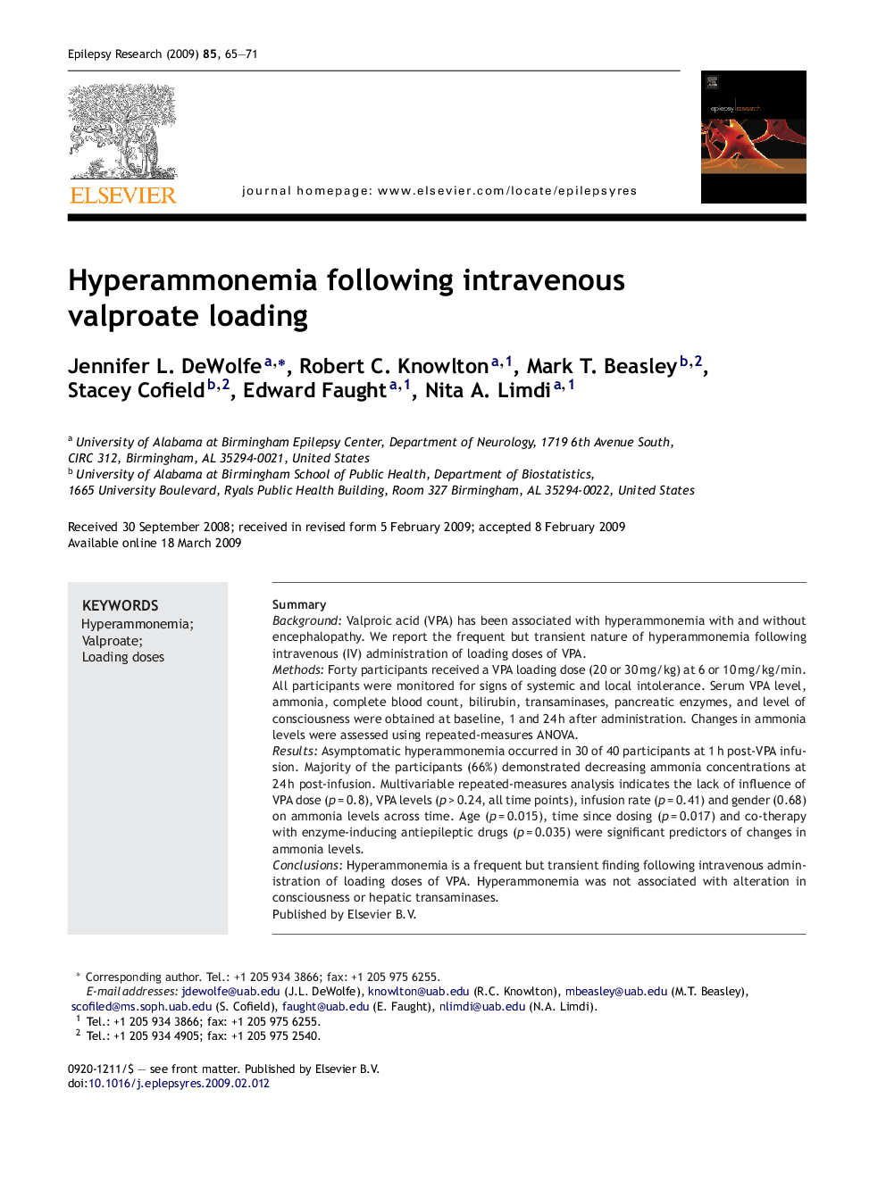 Hyperammonemia following intravenous valproate loading