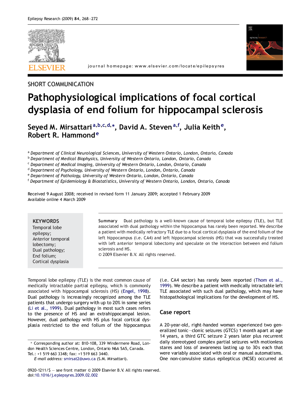 Pathophysiological implications of focal cortical dysplasia of end folium for hippocampal sclerosis