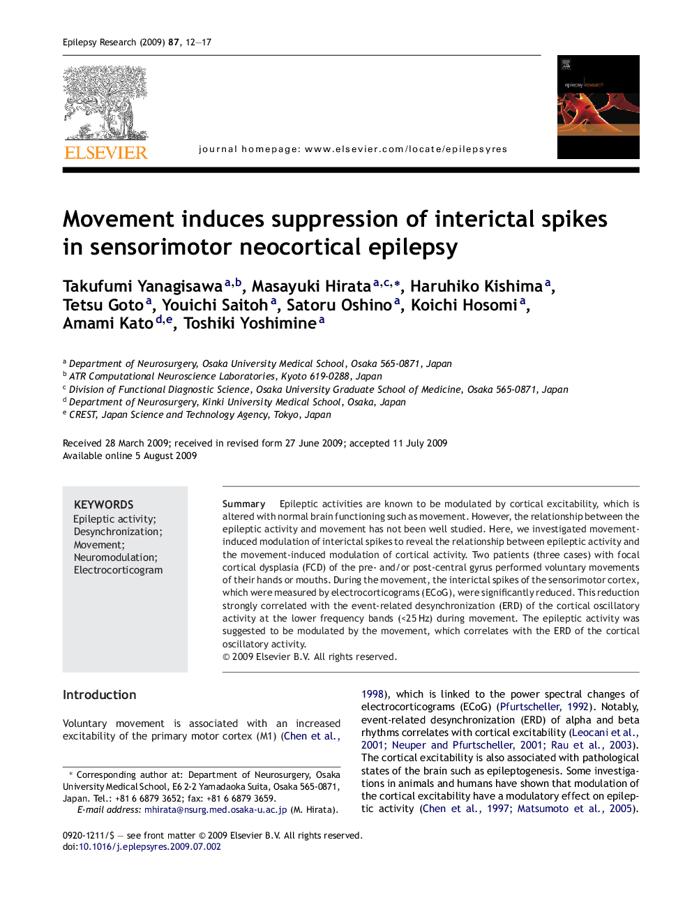 Movement induces suppression of interictal spikes in sensorimotor neocortical epilepsy