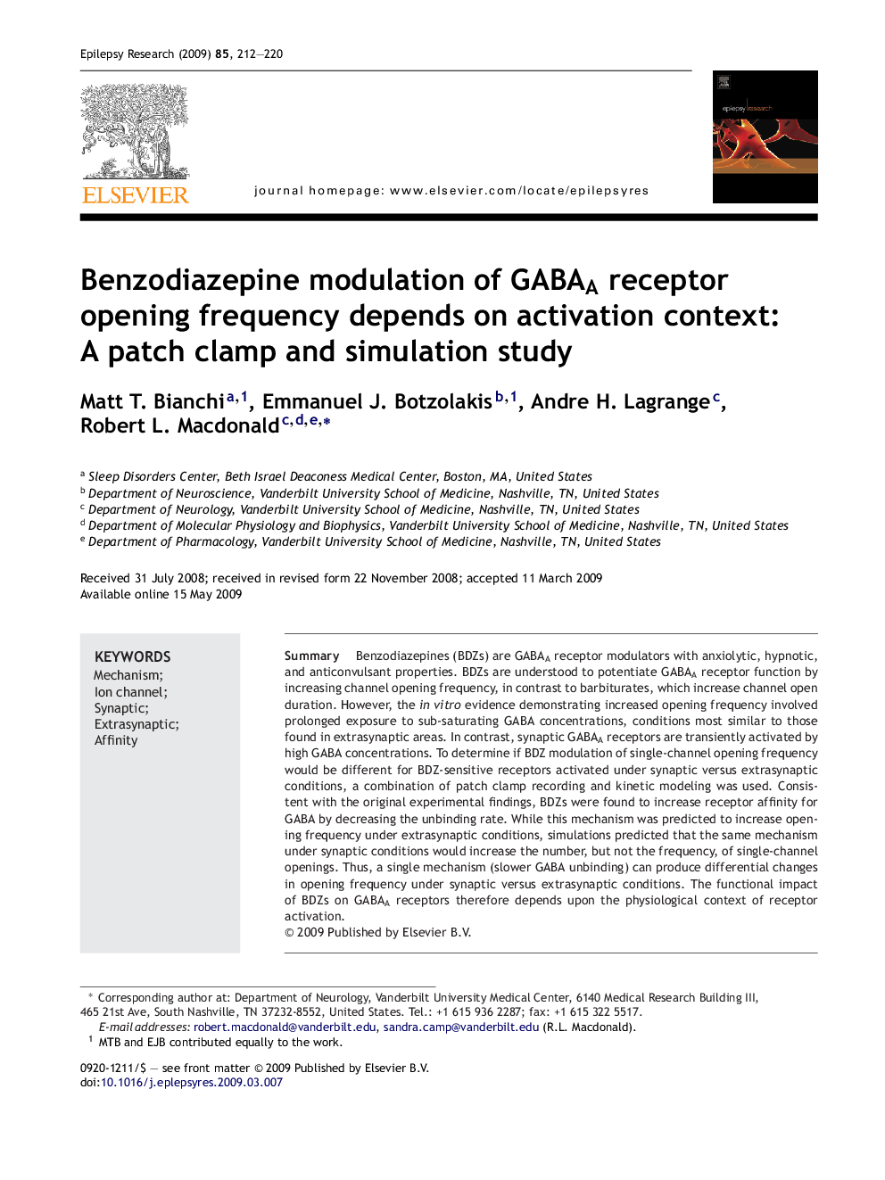 Benzodiazepine modulation of GABAA receptor opening frequency depends on activation context: A patch clamp and simulation study