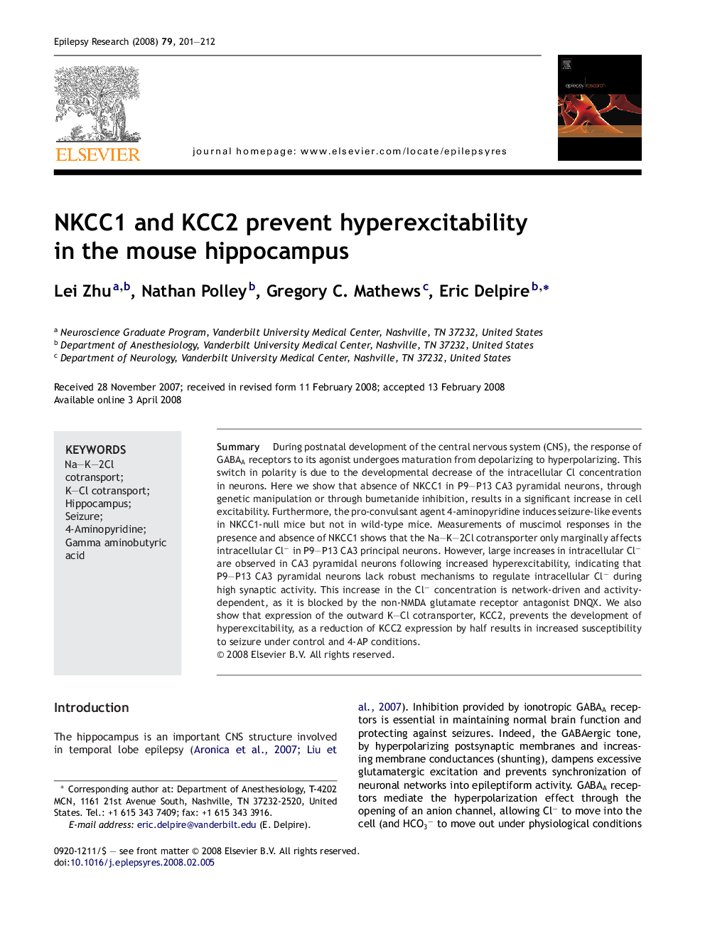 NKCC1 and KCC2 prevent hyperexcitability in the mouse hippocampus