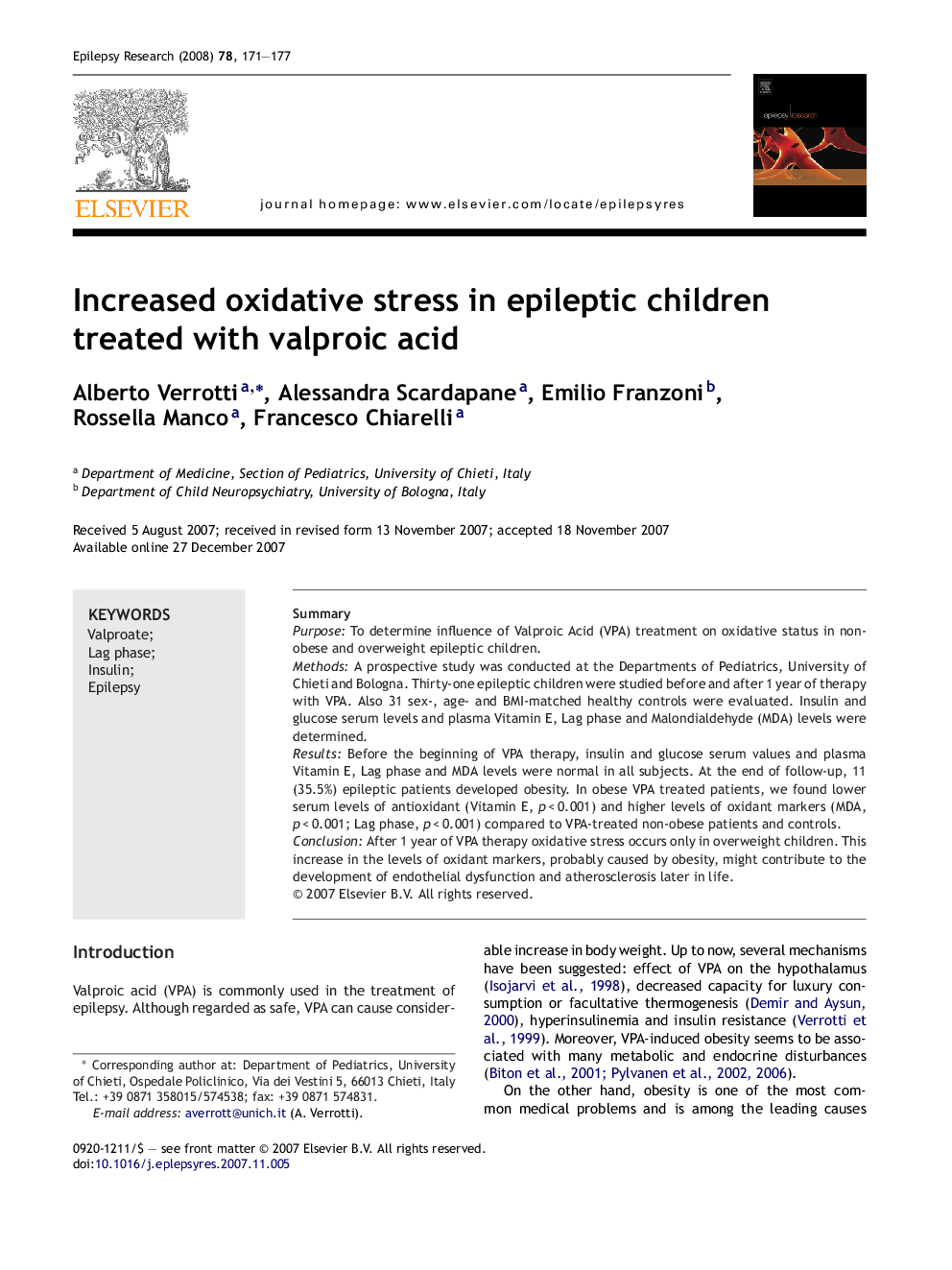 Increased oxidative stress in epileptic children treated with valproic acid