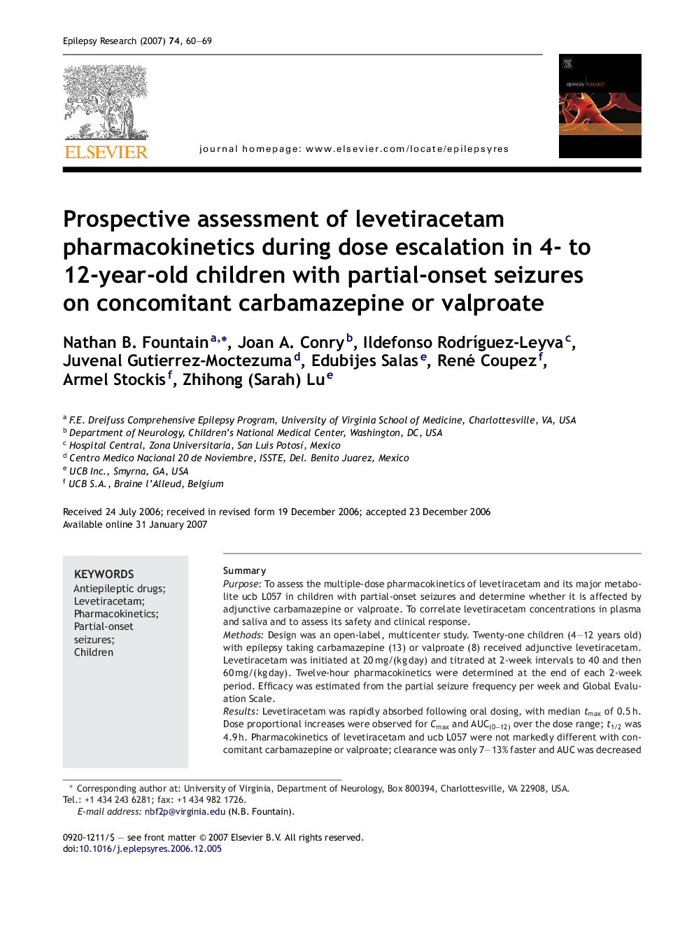 Prospective assessment of levetiracetam pharmacokinetics during dose escalation in 4- to 12-year-old children with partial-onset seizures on concomitant carbamazepine or valproate