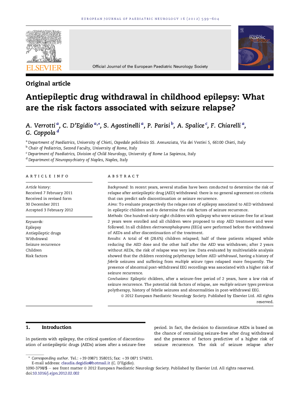 Antiepileptic drug withdrawal in childhood epilepsy: What are the risk factors associated with seizure relapse?