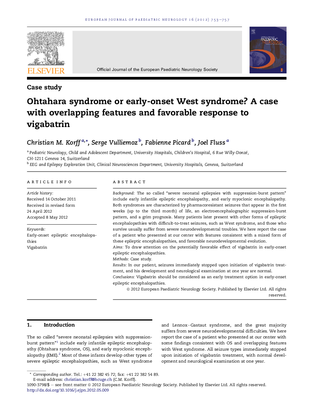 Ohtahara syndrome or early-onset West syndrome? A case with overlapping features and favorable response to vigabatrin