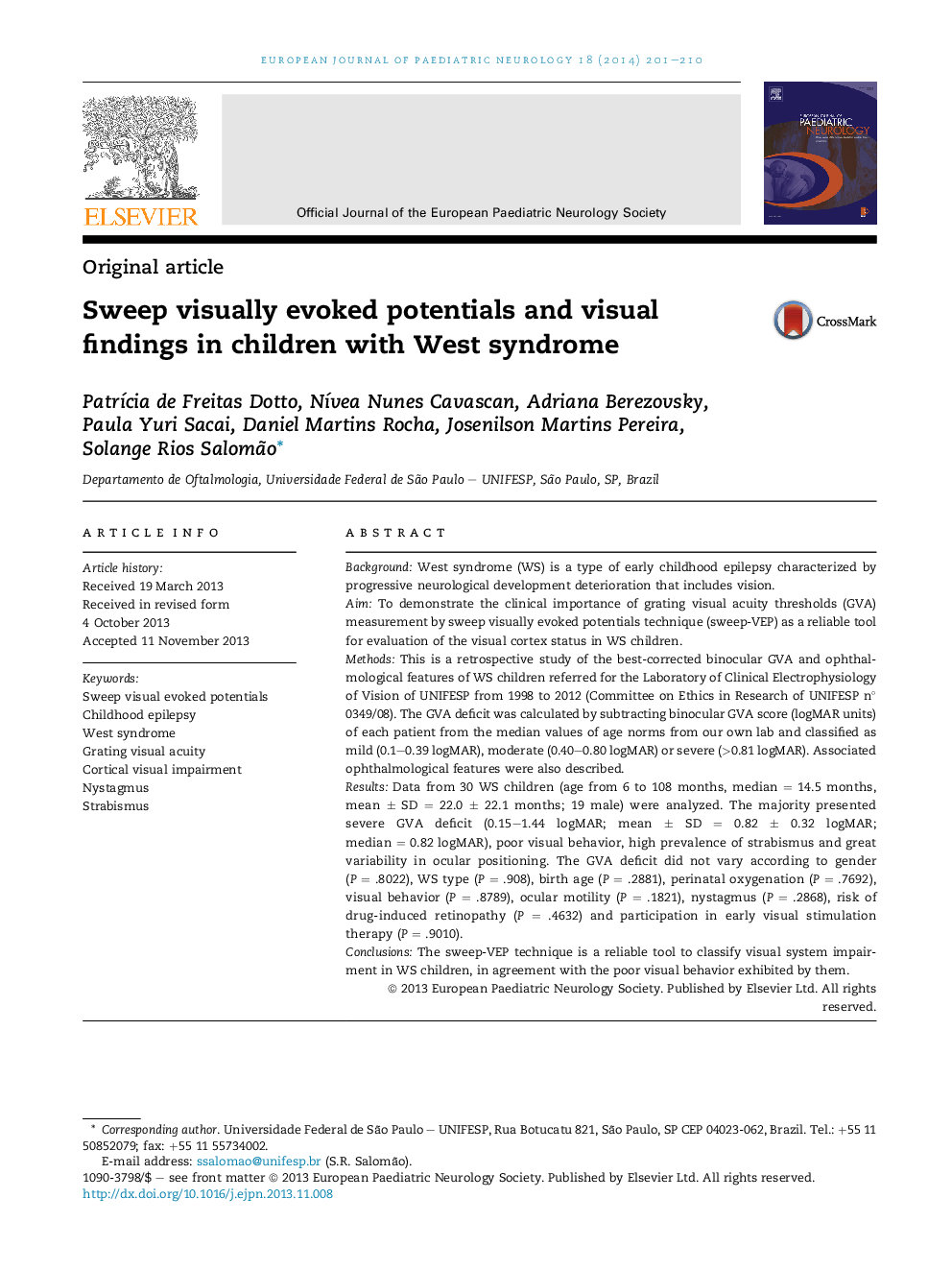 Sweep visually evoked potentials and visual findings in children with West syndrome