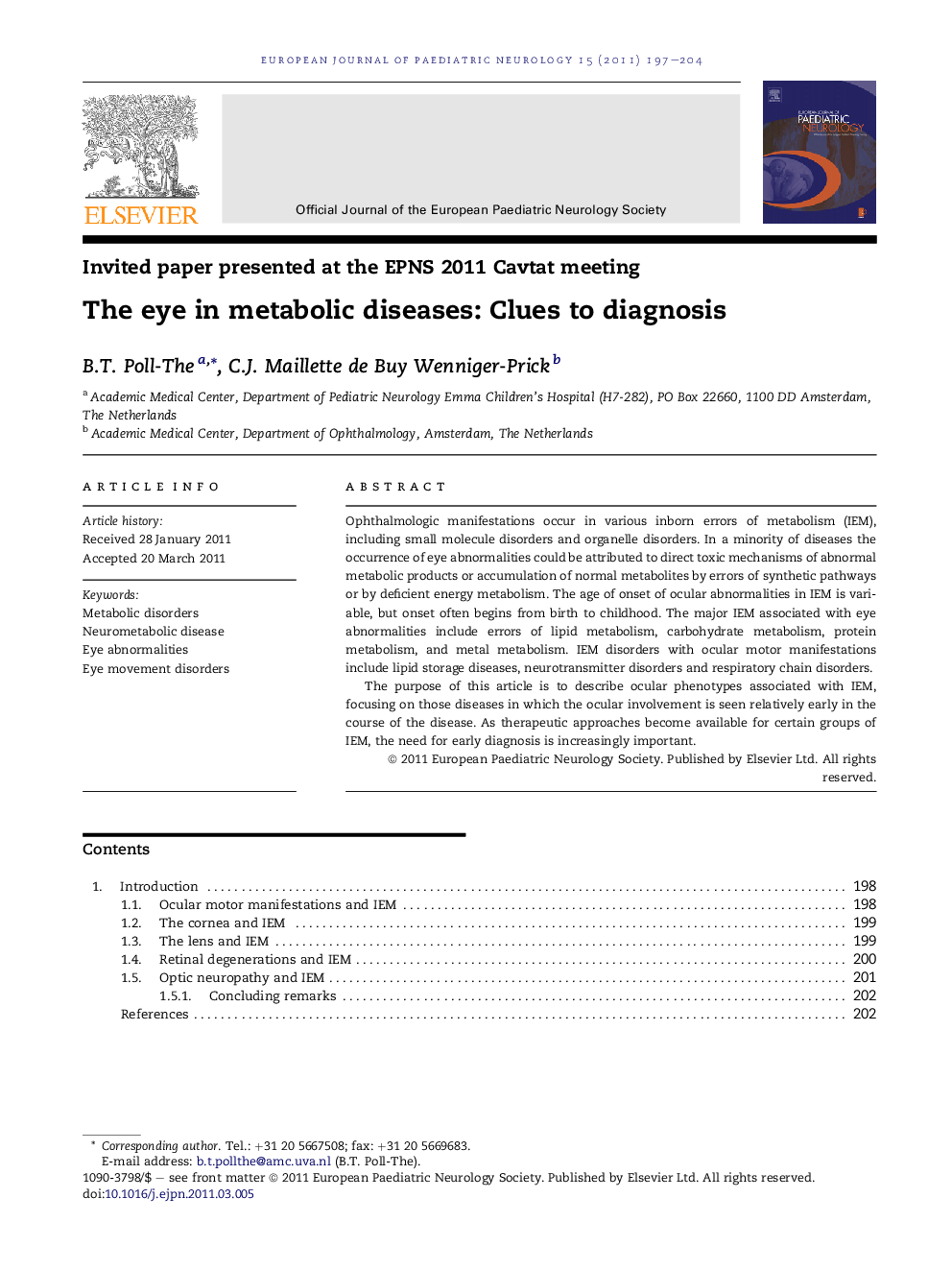 The eye in metabolic diseases: Clues to diagnosis