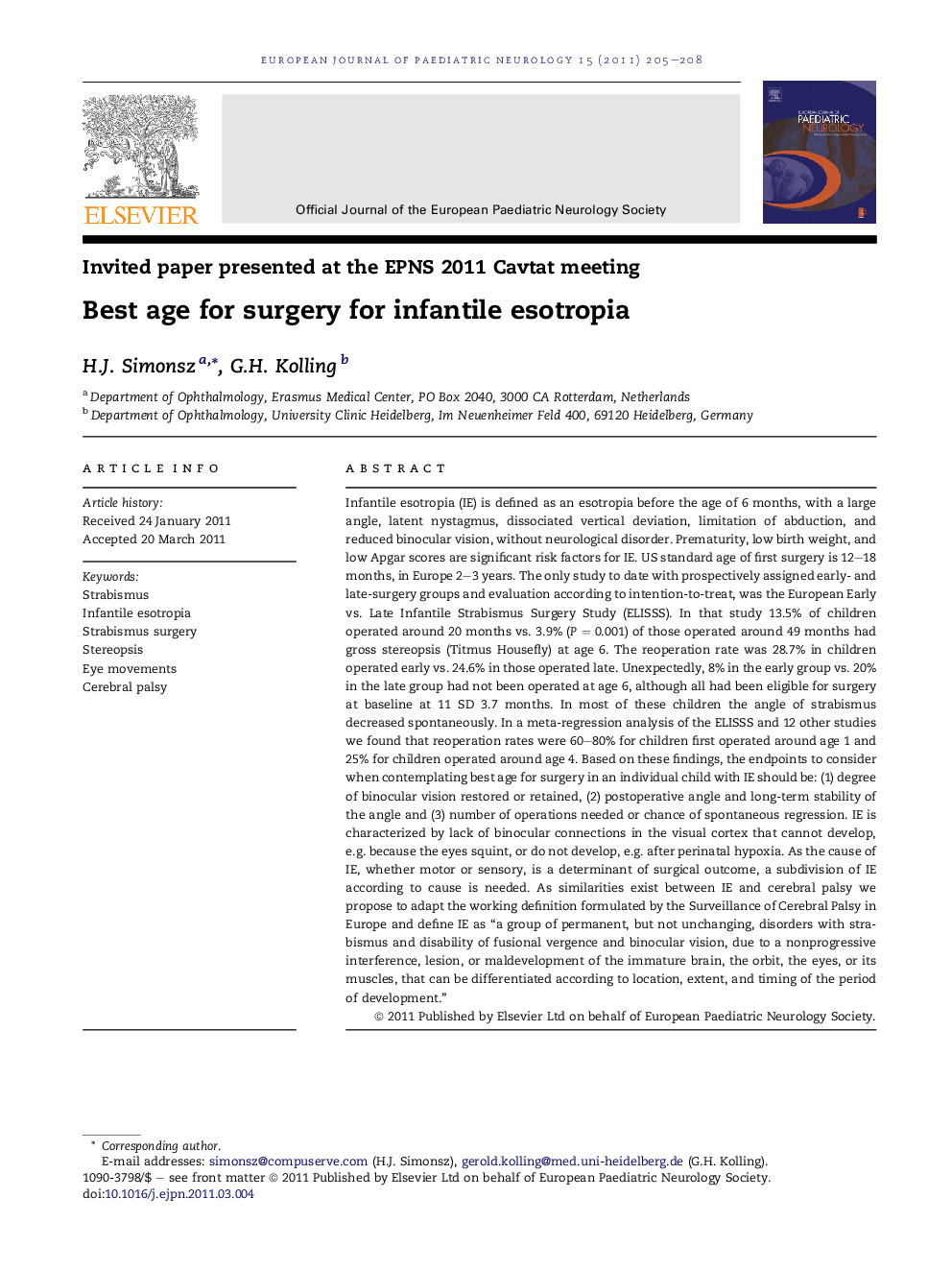 Best age for surgery for infantile esotropia