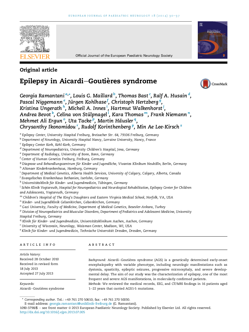 Epilepsy in Aicardi–Goutières syndrome