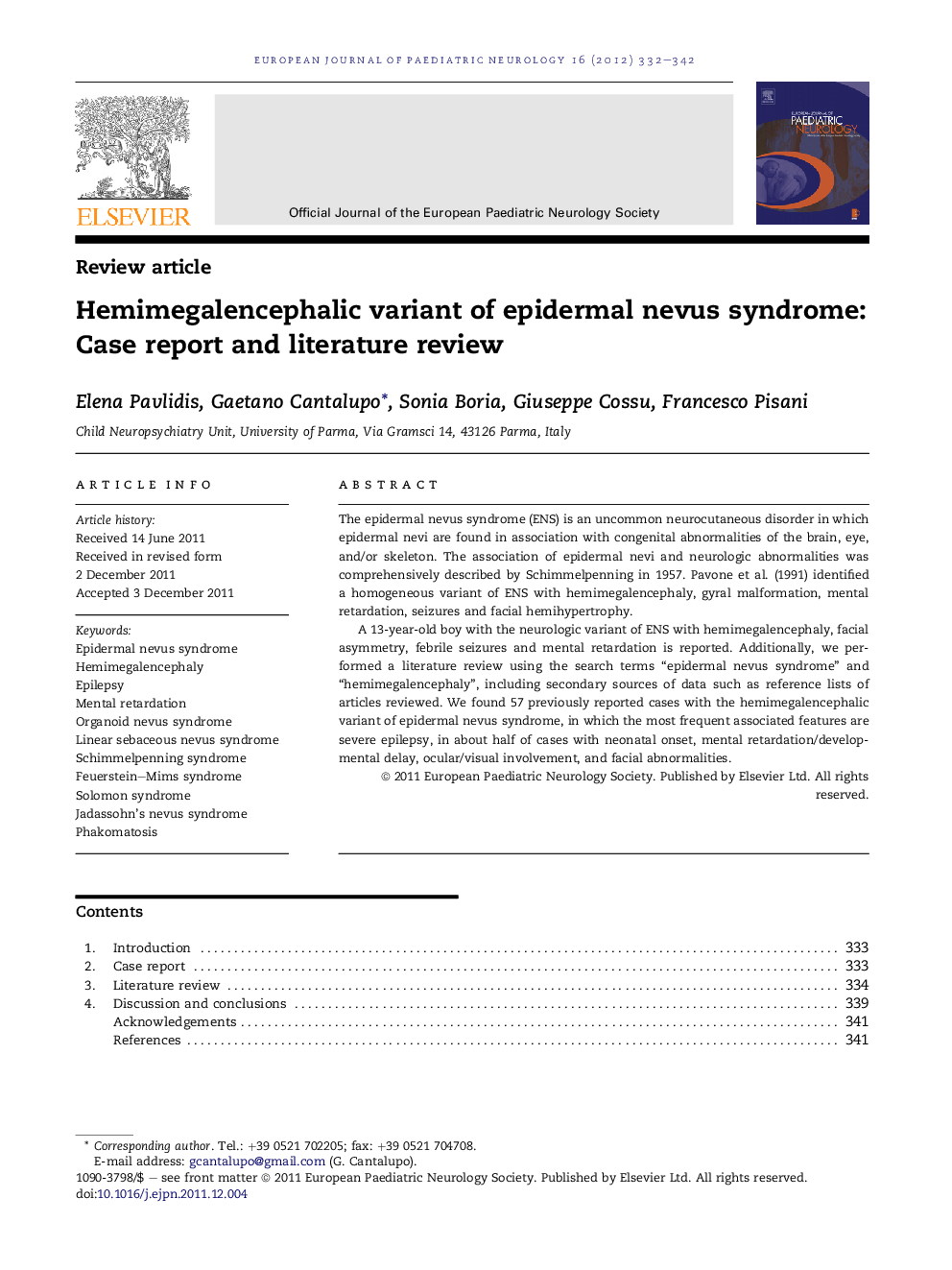 Hemimegalencephalic variant of epidermal nevus syndrome: Case report and literature review