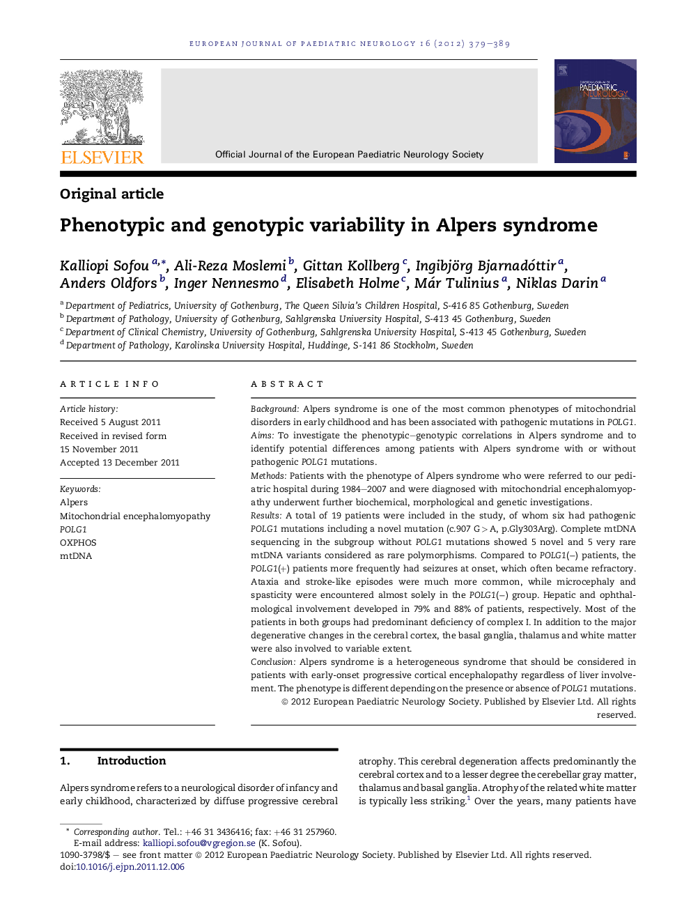 Phenotypic and genotypic variability in Alpers syndrome