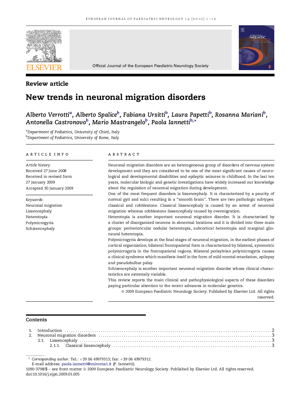 New trends in neuronal migration disorders