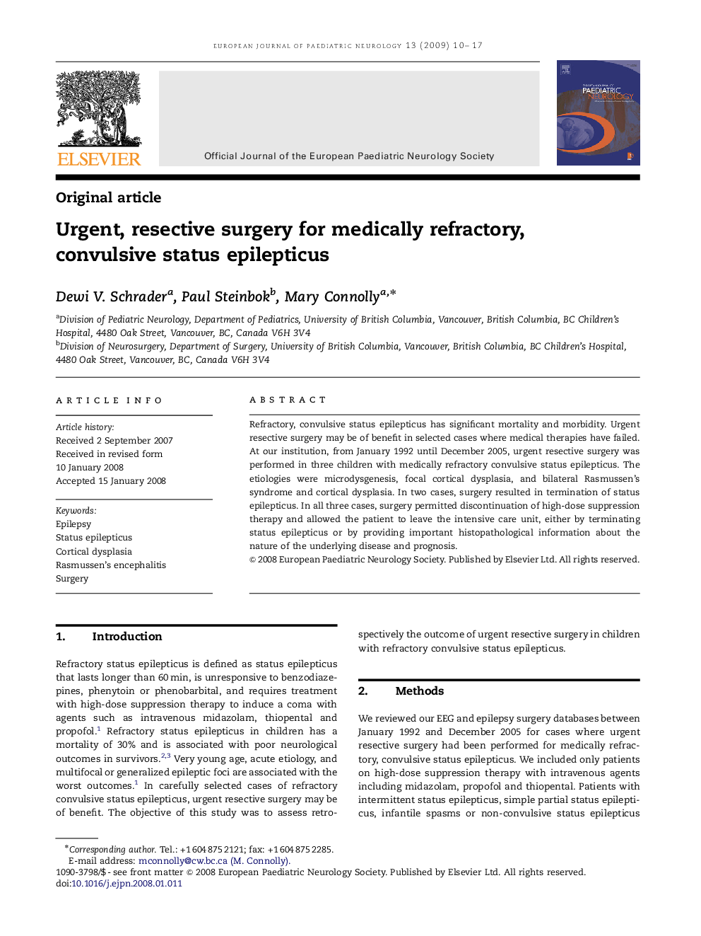 Urgent, resective surgery for medically refractory, convulsive status epilepticus