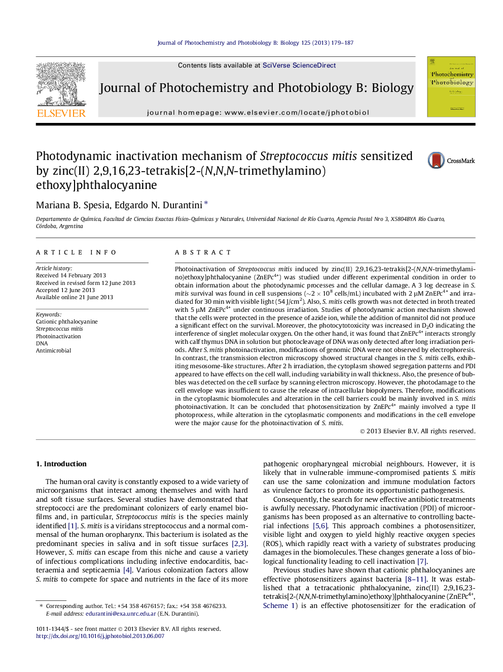 Photodynamic inactivation mechanism of Streptococcus mitis sensitized by zinc(II) 2,9,16,23-tetrakis[2-(N,N,N-trimethylamino)ethoxy]phthalocyanine
