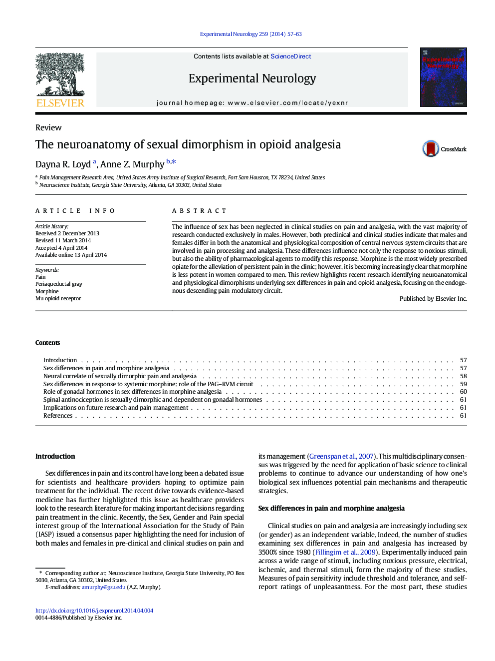 The neuroanatomy of sexual dimorphism in opioid analgesia