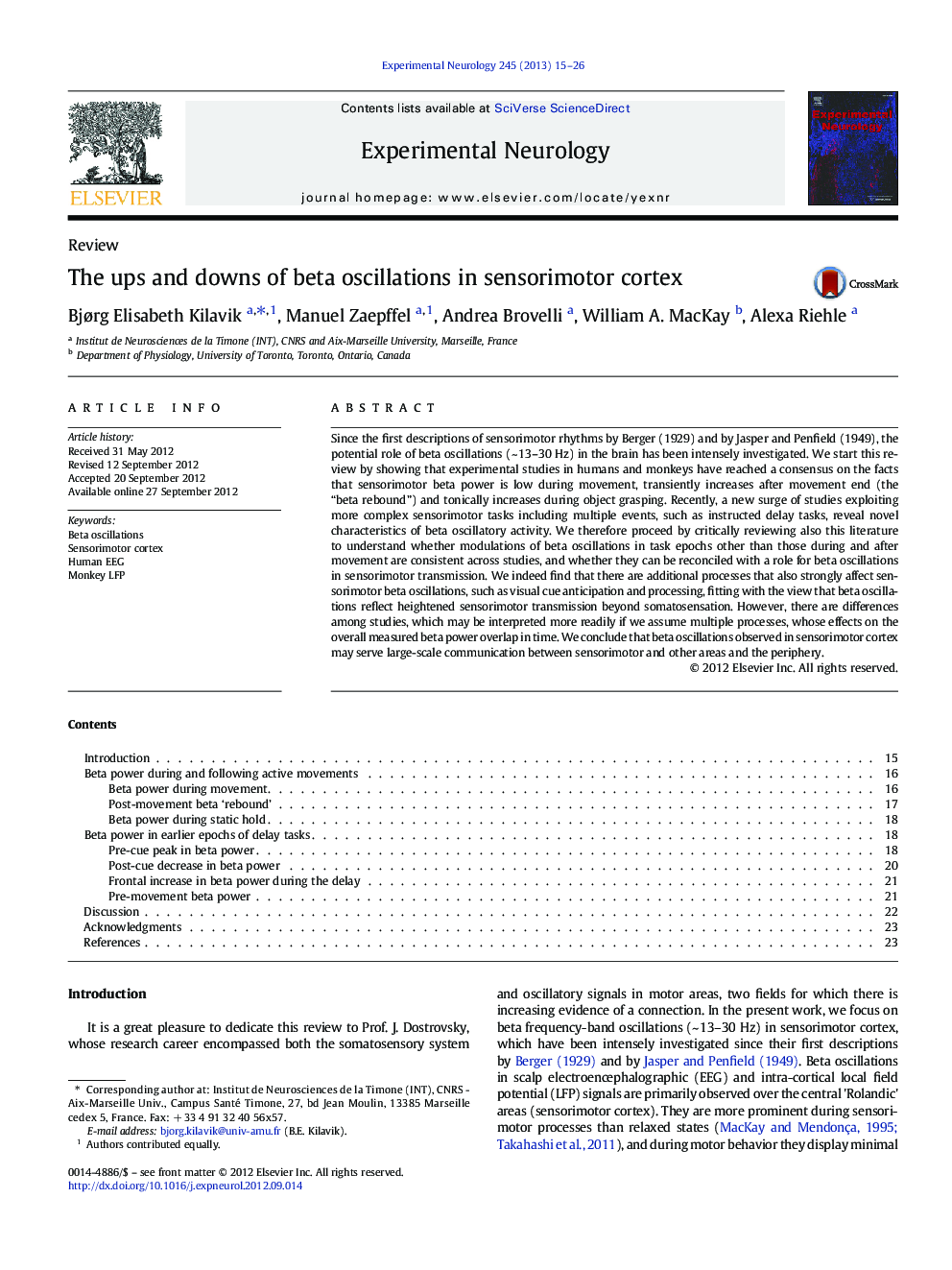 The ups and downs of beta oscillations in sensorimotor cortex