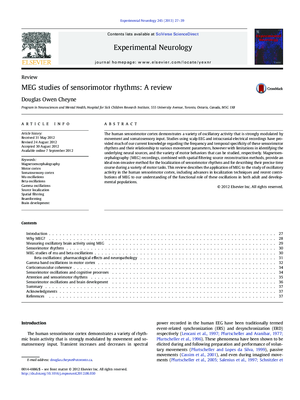 MEG studies of sensorimotor rhythms: A review