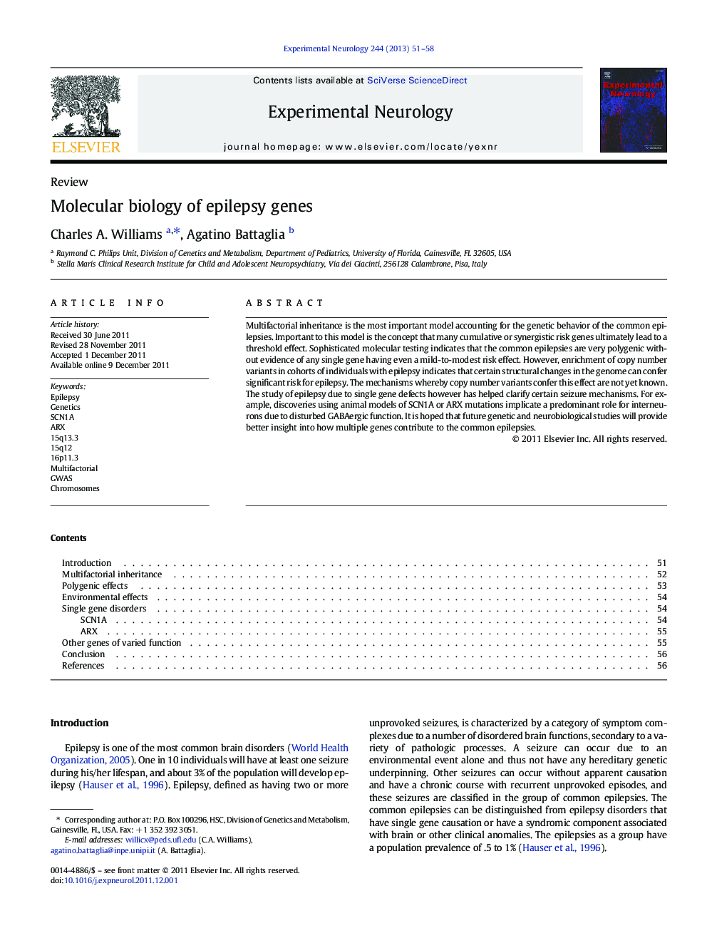 Molecular biology of epilepsy genes