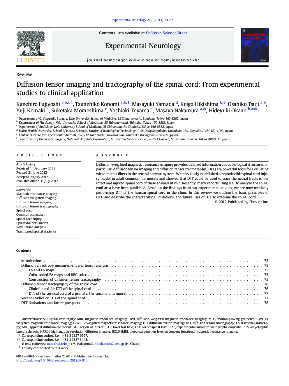 Diffusion tensor imaging and tractography of the spinal cord: From experimental studies to clinical application