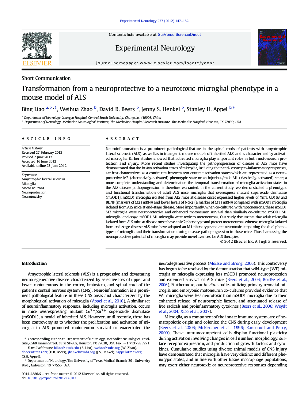 Transformation from a neuroprotective to a neurotoxic microglial phenotype in a mouse model of ALS