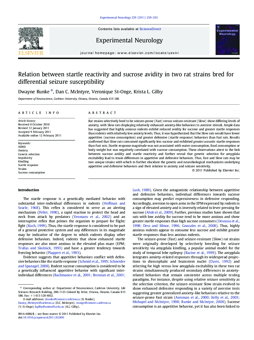 Relation between startle reactivity and sucrose avidity in two rat strains bred for differential seizure susceptibility