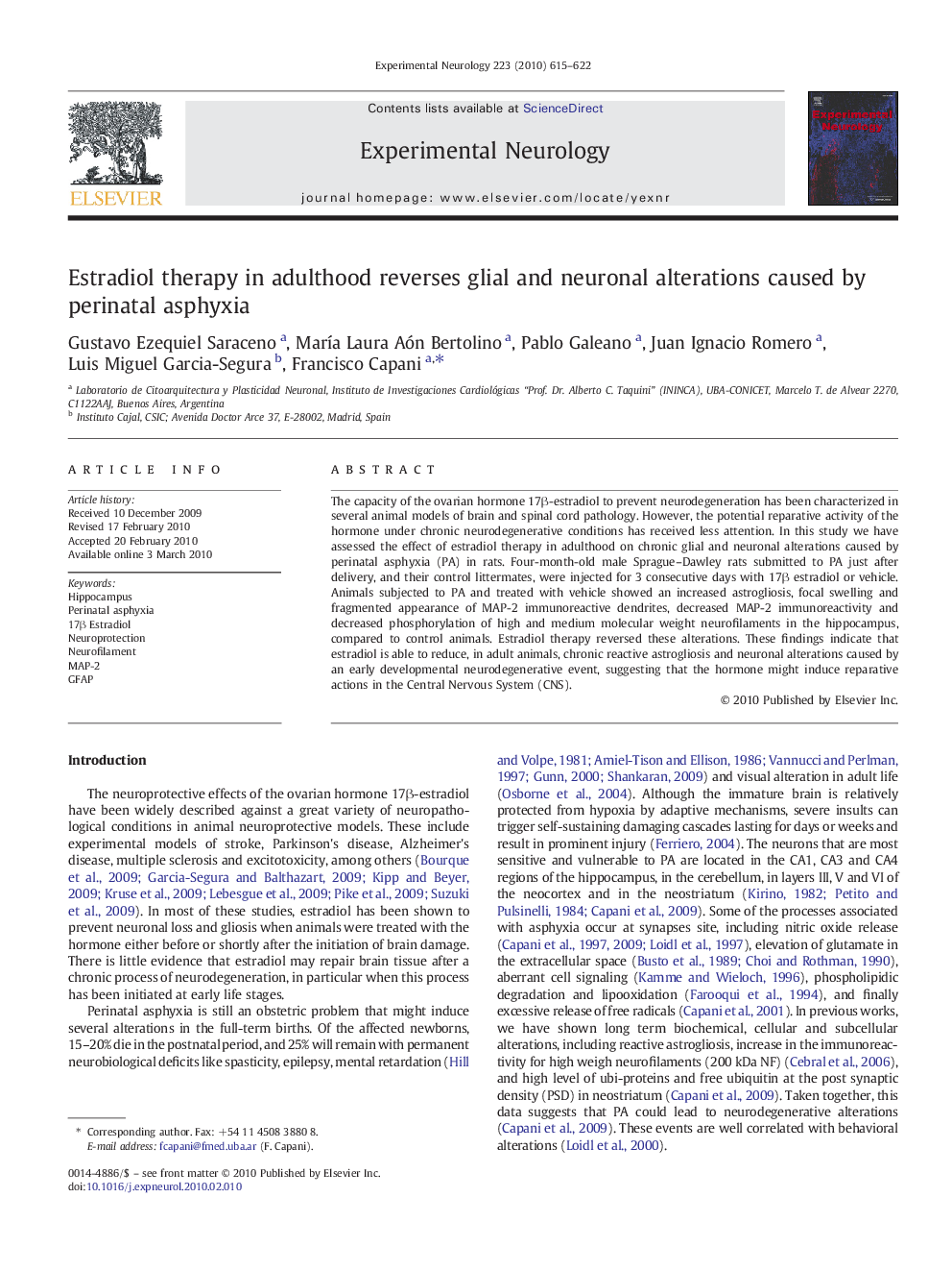 Estradiol therapy in adulthood reverses glial and neuronal alterations caused by perinatal asphyxia