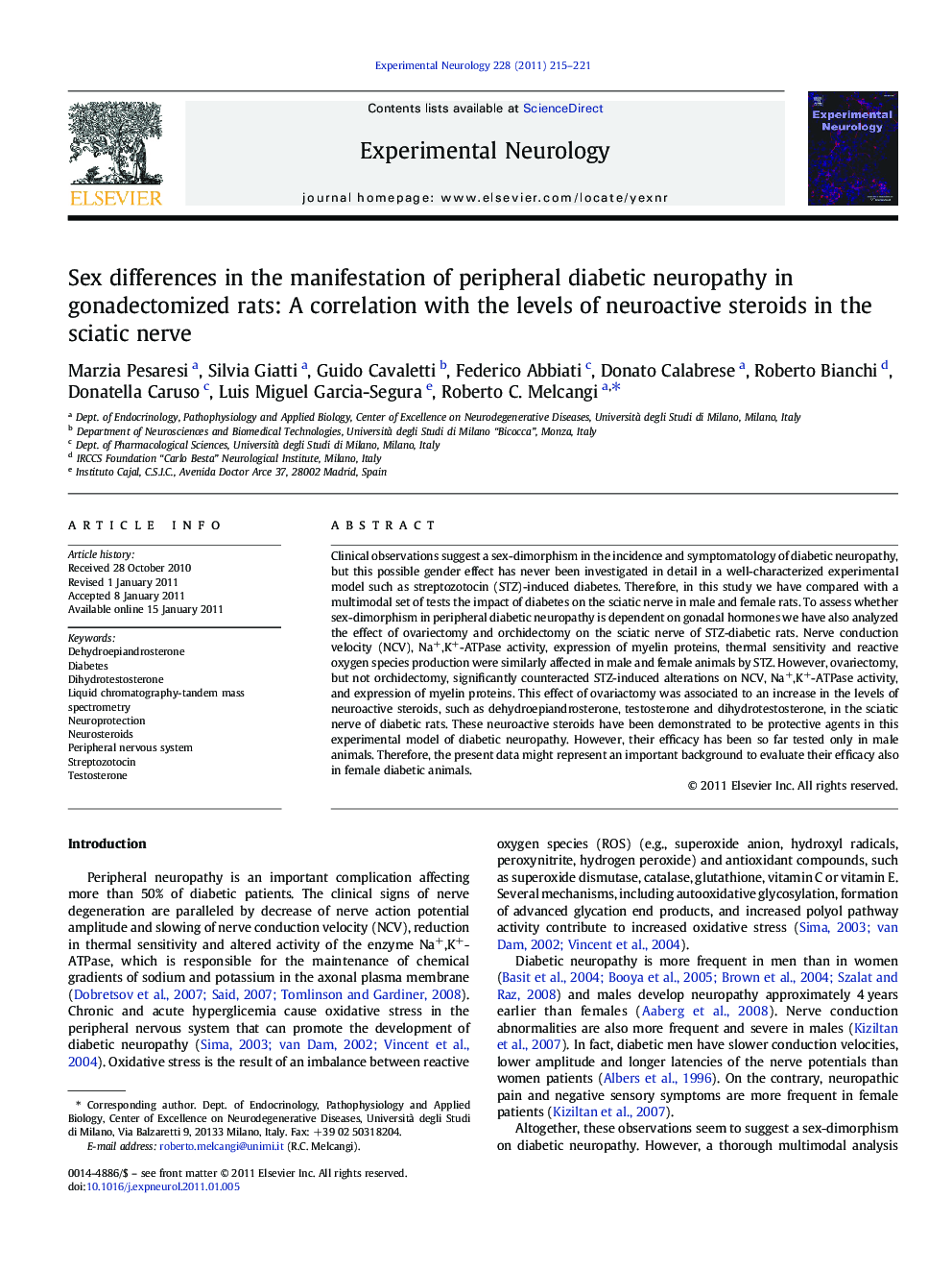 Sex differences in the manifestation of peripheral diabetic neuropathy in gonadectomized rats: A correlation with the levels of neuroactive steroids in the sciatic nerve