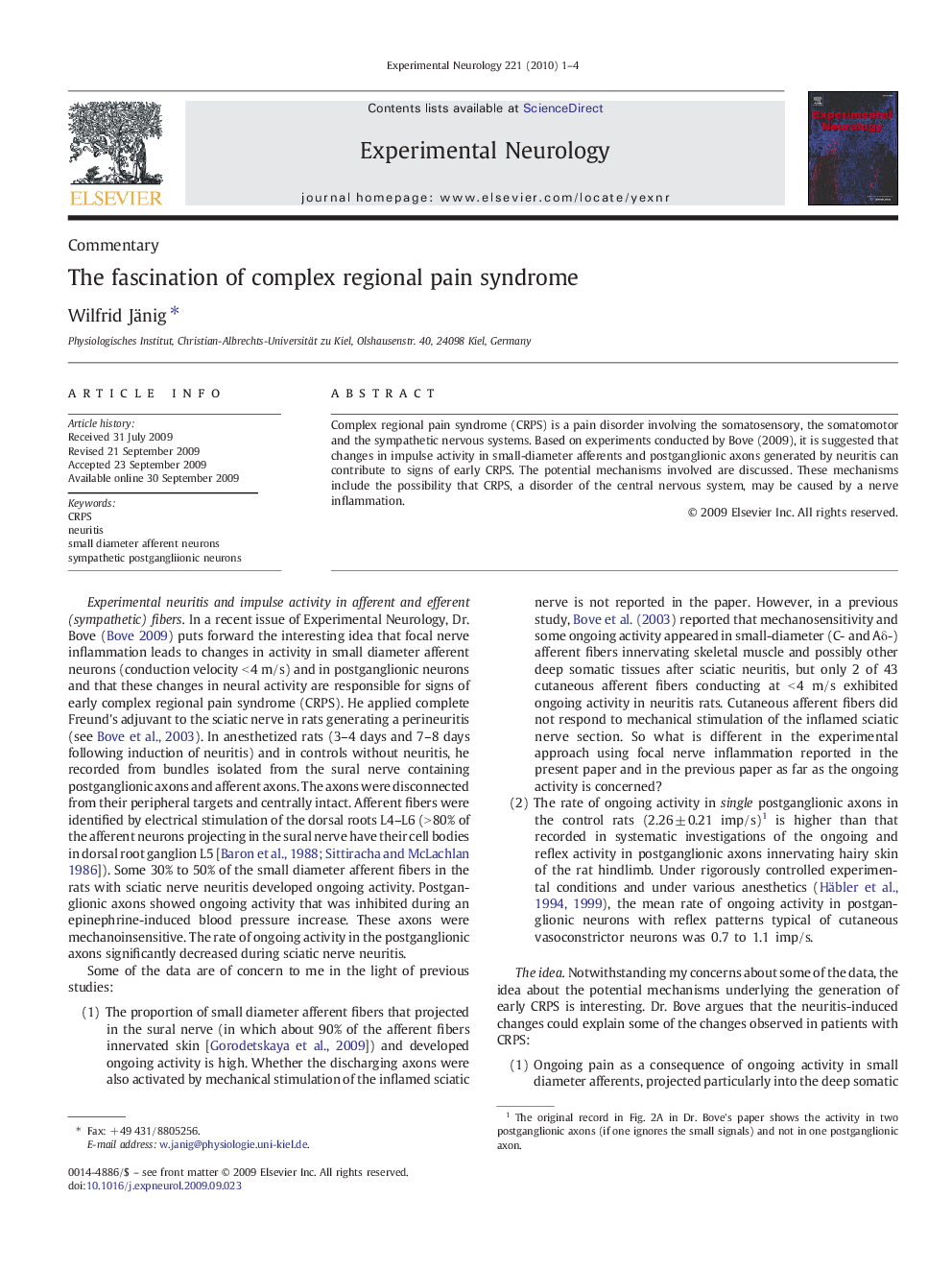 The fascination of complex regional pain syndrome