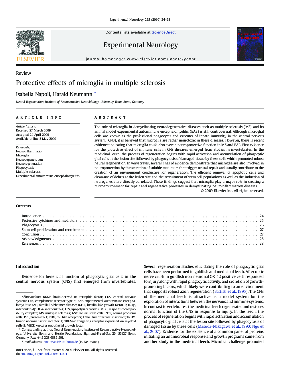 Protective effects of microglia in multiple sclerosis