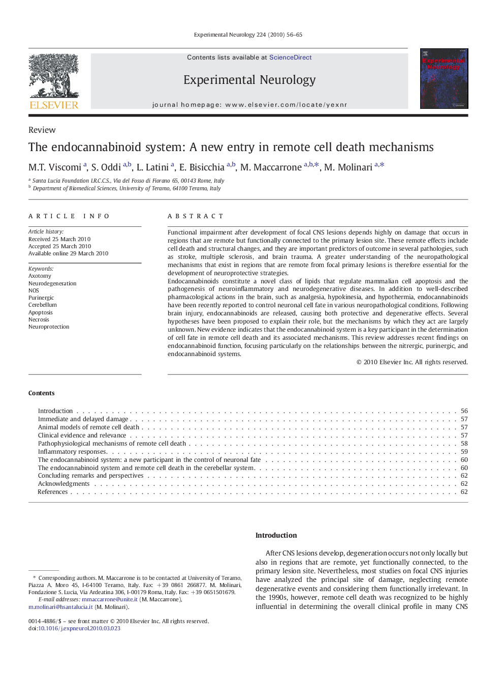 The endocannabinoid system: A new entry in remote cell death mechanisms