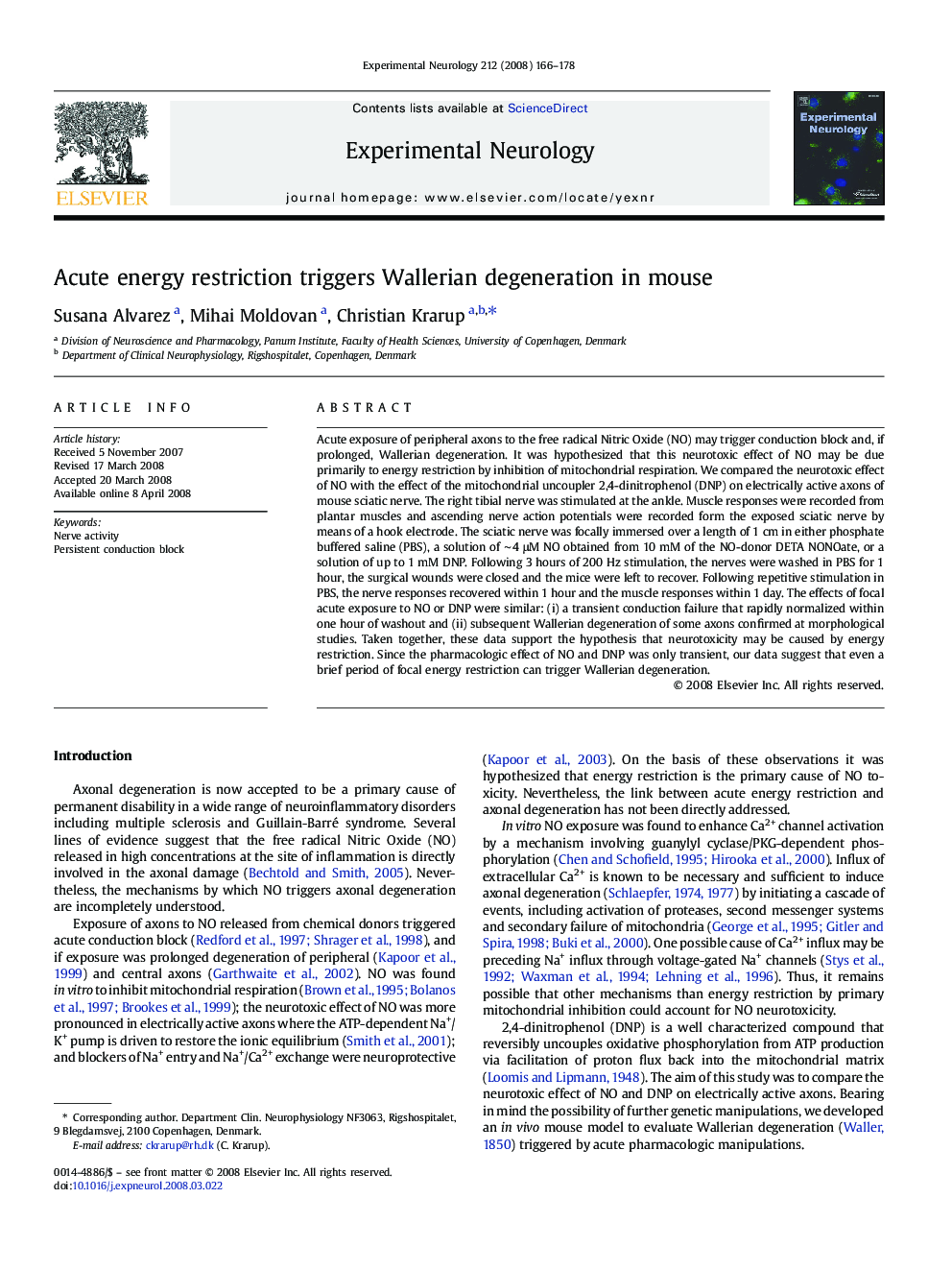 Acute energy restriction triggers Wallerian degeneration in mouse