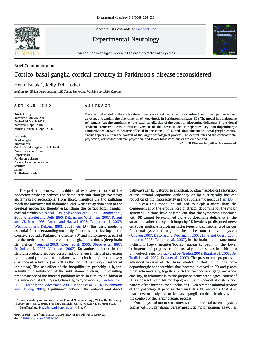 Cortico-basal ganglia-cortical circuitry in Parkinson's disease reconsidered