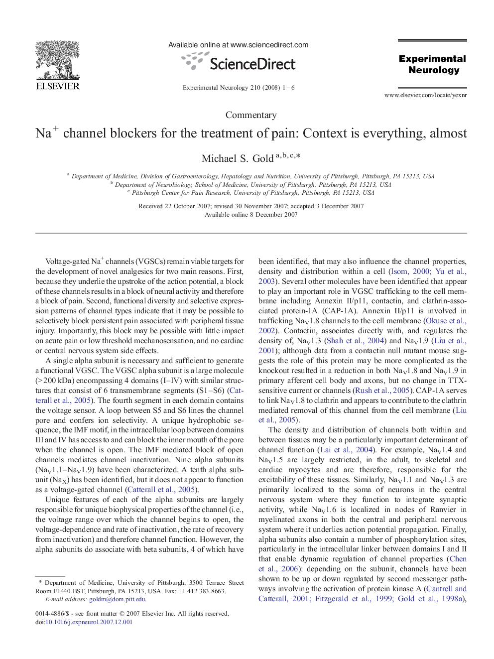 Na+ channel blockers for the treatment of pain: Context is everything, almost