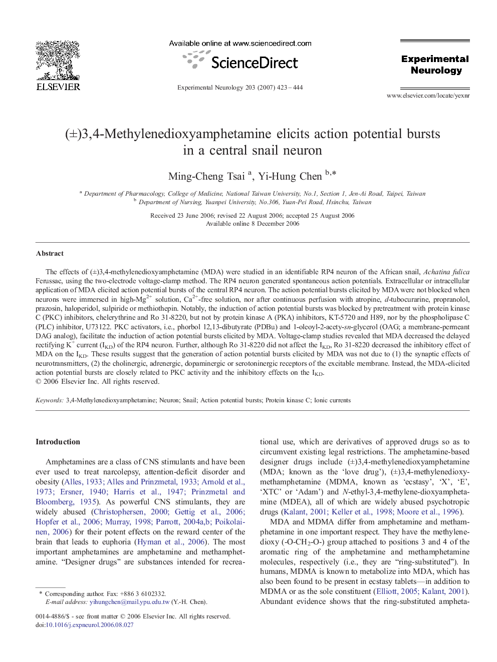 (Â±)3,4-Methylenedioxyamphetamine elicits action potential bursts in a central snail neuron