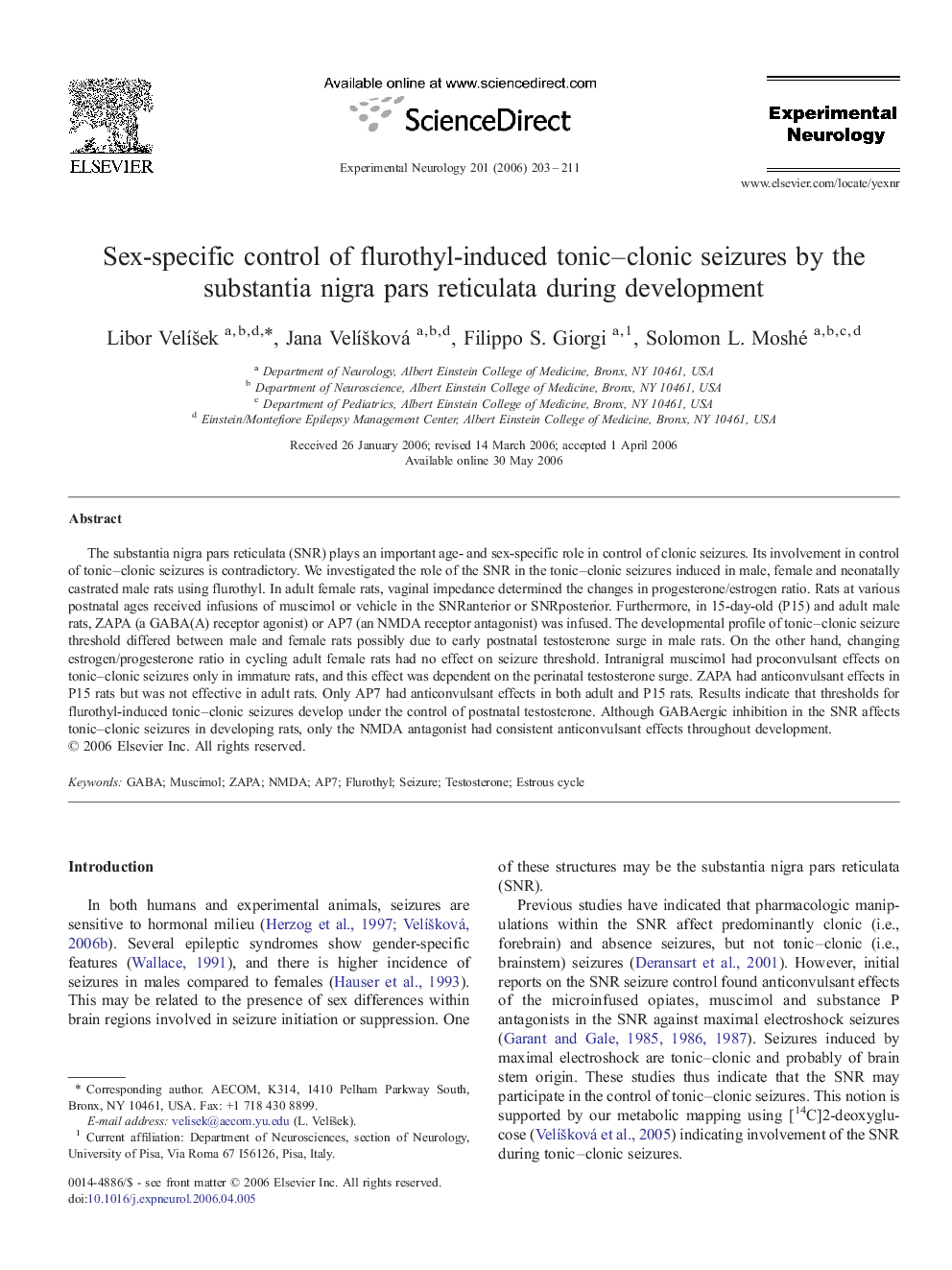 Sex-specific control of flurothyl-induced tonic–clonic seizures by the substantia nigra pars reticulata during development