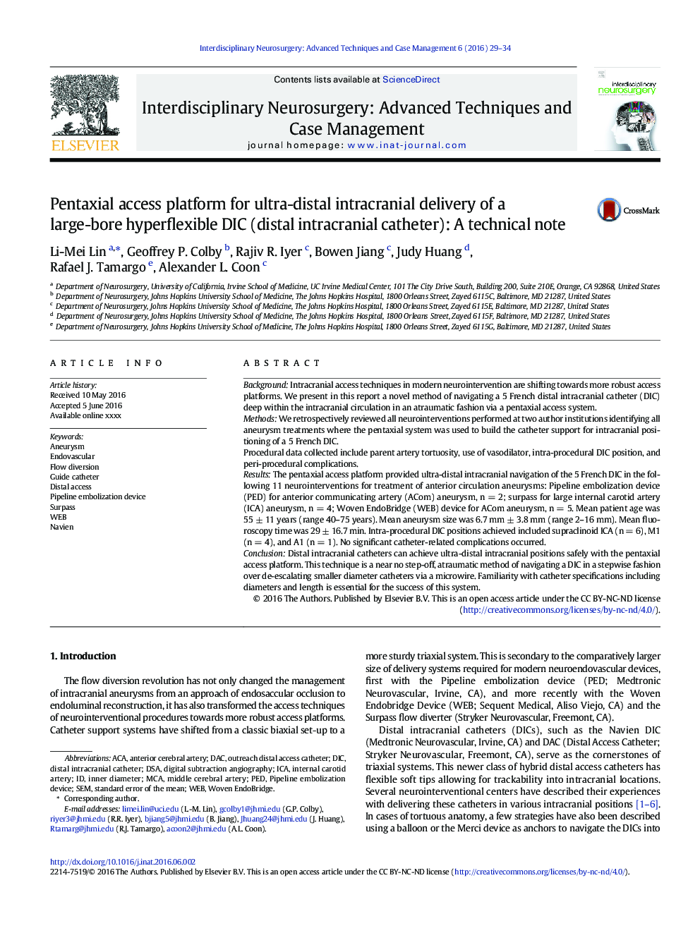 Pentaxial access platform for ultra-distal intracranial delivery of a large-bore hyperflexible DIC (distal intracranial catheter): A technical note