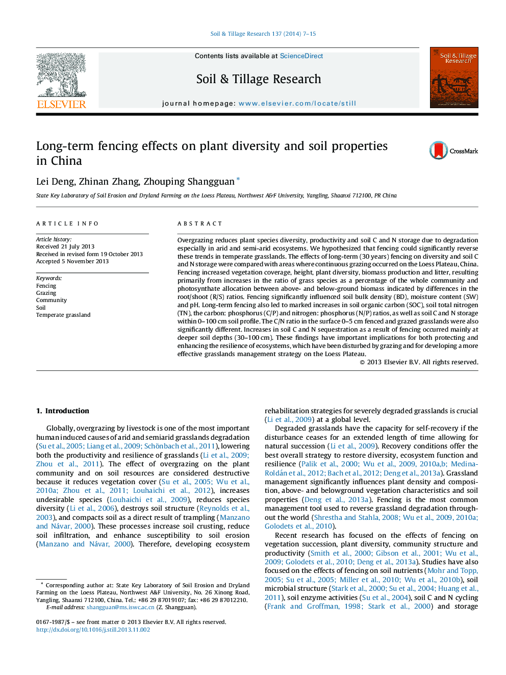 Long-term fencing effects on plant diversity and soil properties in China