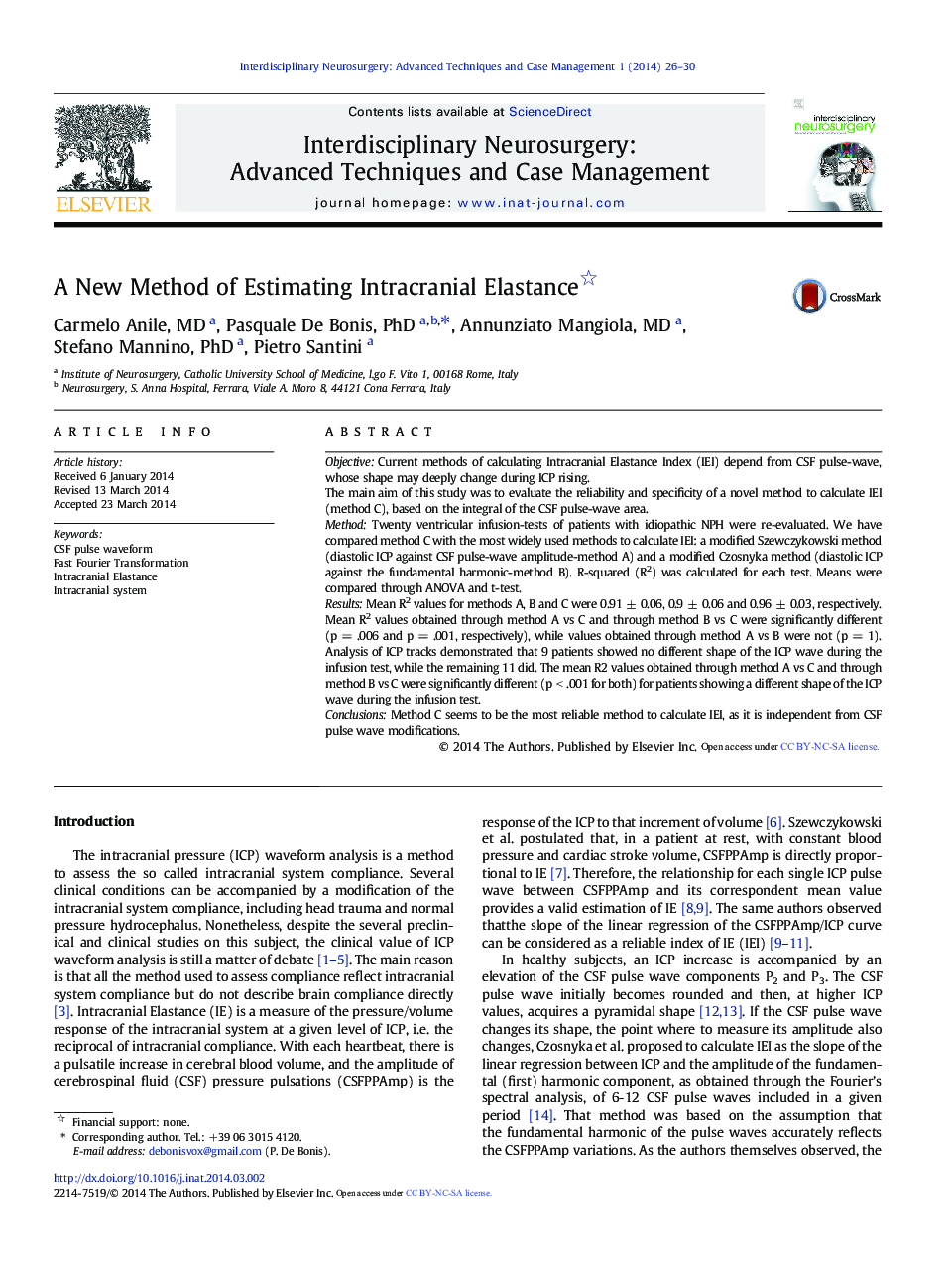 A New Method of Estimating Intracranial Elastance