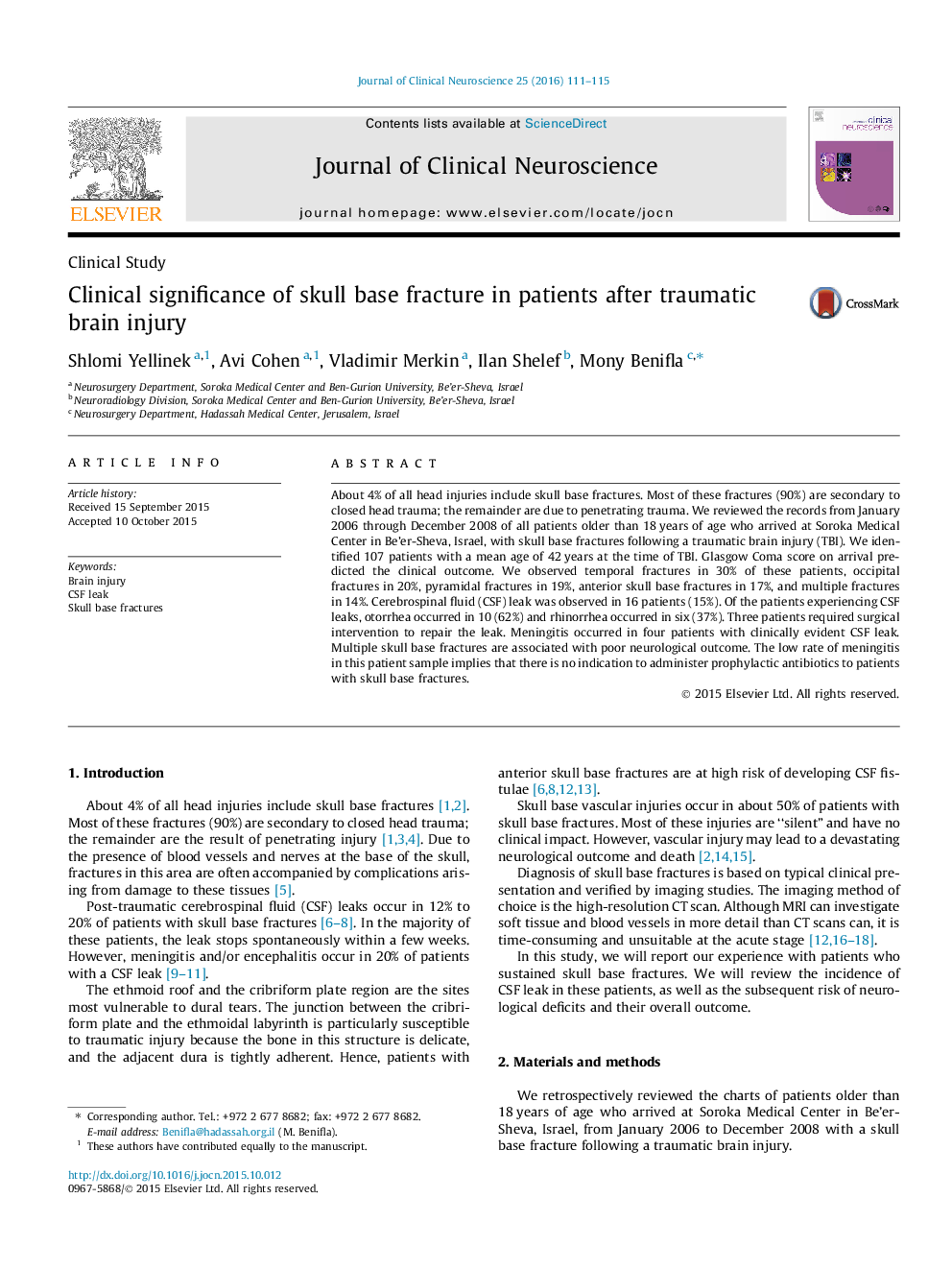 Clinical significance of skull base fracture in patients after traumatic brain injury