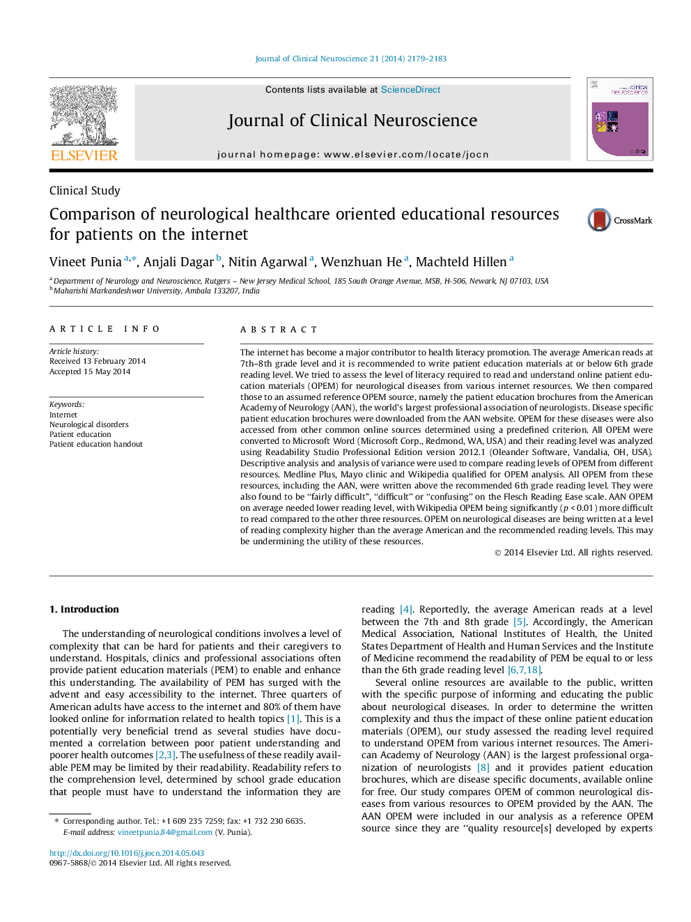 Comparison of neurological healthcare oriented educational resources for patients on the internet