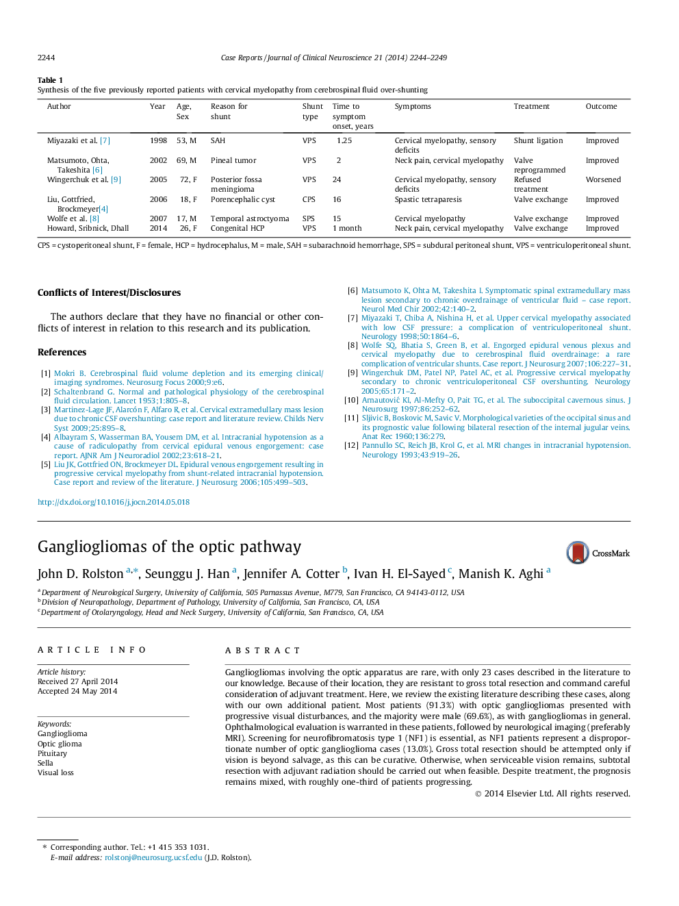 Gangliogliomas of the optic pathway