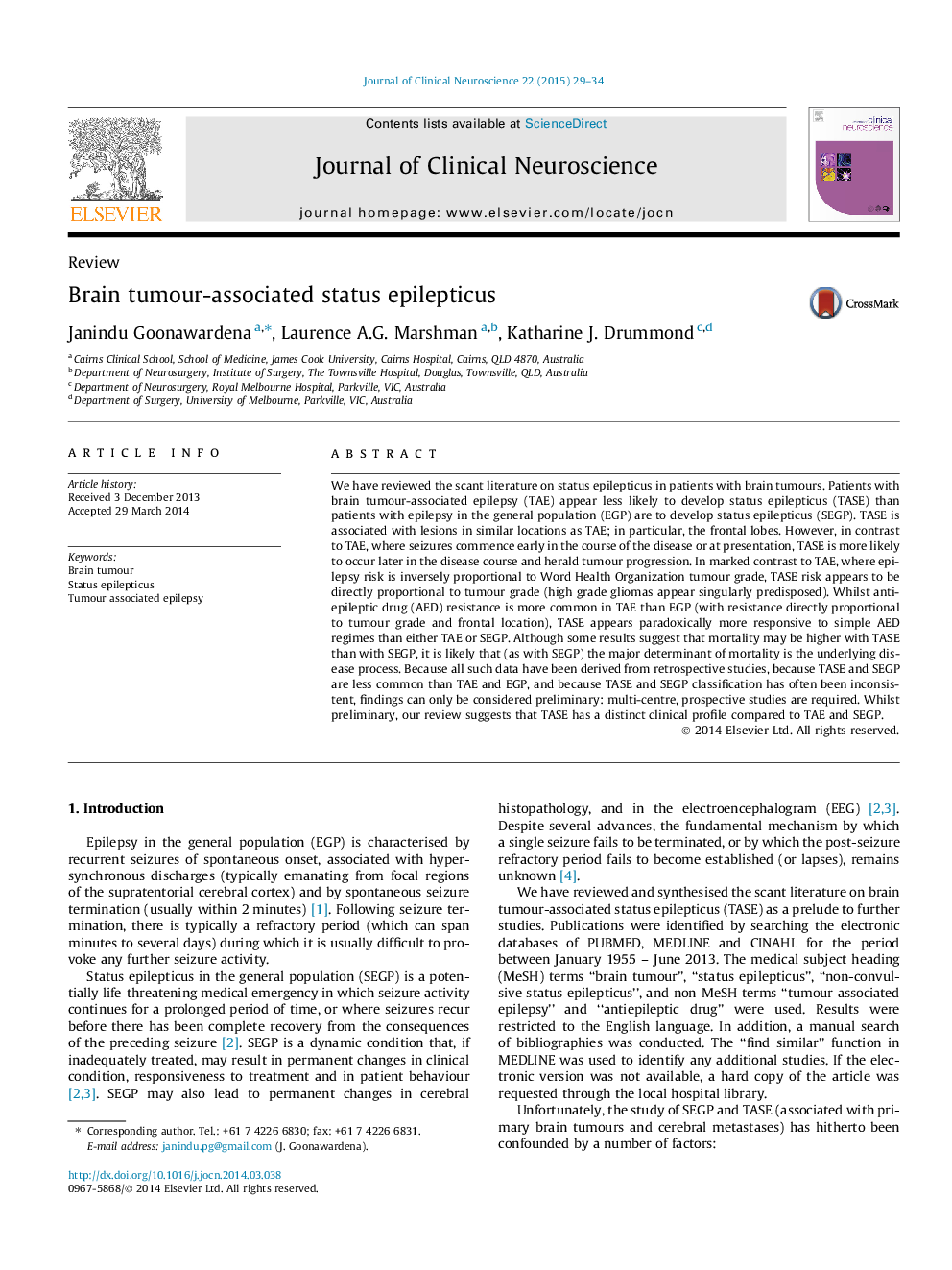 Brain tumour-associated status epilepticus