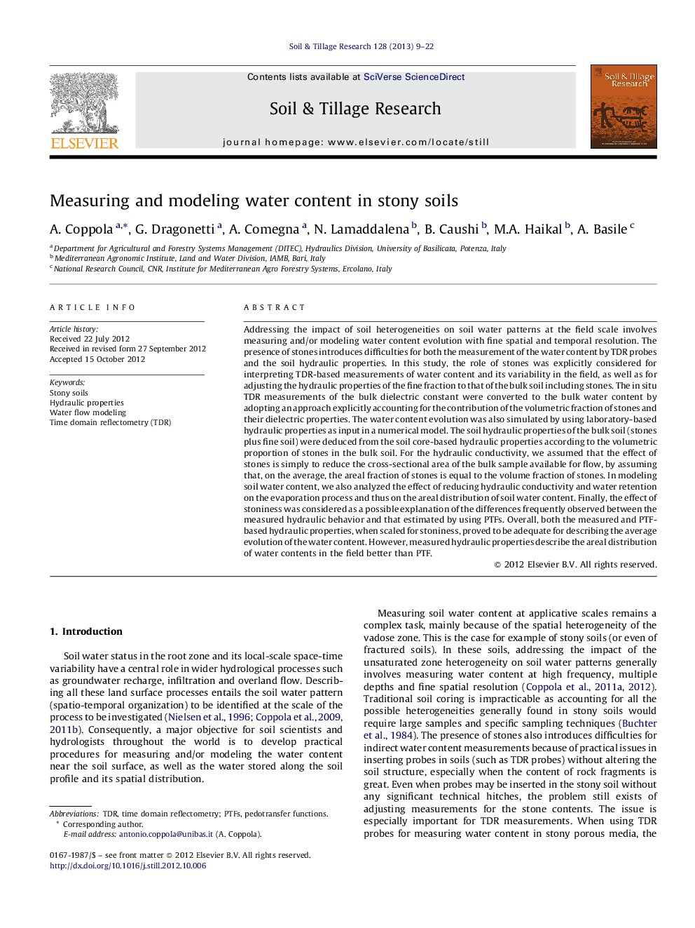 Measuring and modeling water content in stony soils